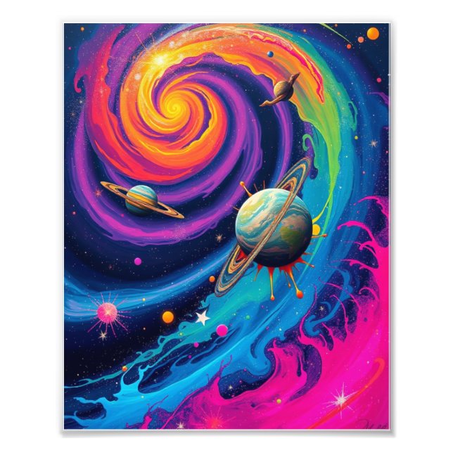 Cosmic Symphony Wall Art - Vibrant Abstract Space  (Front)