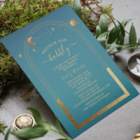Cosmic Teal Gold Celestial Bridal Shower