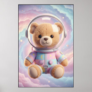 Cosmic Teddy Astronaut Art Poster