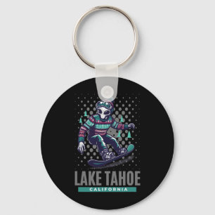 Cosmic Thrills - Alien Snowboarding In Lake Tahoe Key Ring