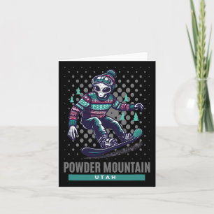 Cosmic Thrills - Alien Snowboarding In Powder Moun Card