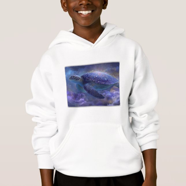 Cosmic Tides Celestial Sea Turtle Kids White (Front)