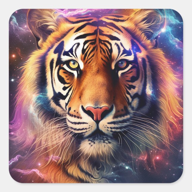 Cosmic Tiger Square Sticker (Front)