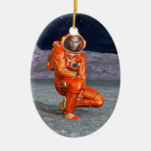 Cosmic Traveller Surreal Planet Landscape Art Ceramic Tree Decoration