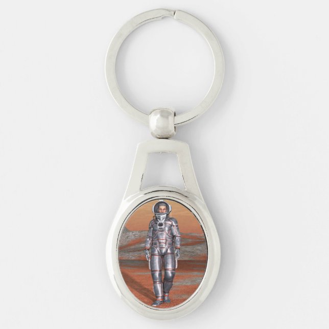 Cosmic Traveller Surreal Planet Landscape Art Key Ring (Front)