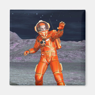 Cosmic Traveller Surreal Planet Landscape Art Magnet