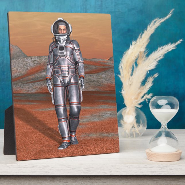 Cosmic Traveller Surreal Planet Landscape Art Plaque (Side)