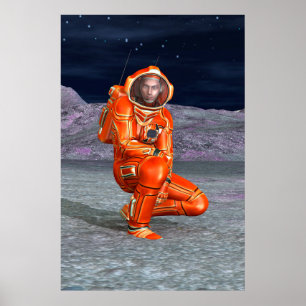 Cosmic Traveller Surreal Planet Landscape Art Poster