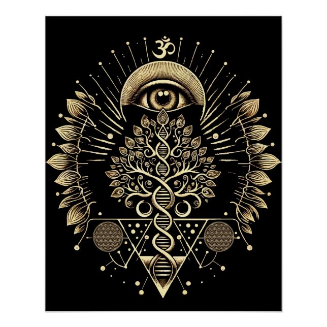 Cosmic Tree of Life – DNA & Sacred Geometry Poster (Front)
