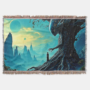 Cosmic Tree of Life Fantasy Throw Blanket