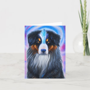 Cosmic Tri Colour Austrailian Shepherd, Birthday Card