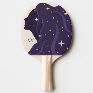 Cosmic Universe Lady Purple Gold Stars Personalize Ping Pong Paddle