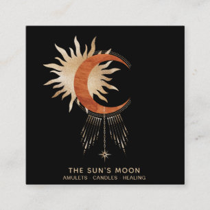 *~* Cosmic Universe Moon Beams Sun Rays Stars Square Business Card