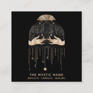 *~* Cosmic Universe Stars Moon Mystic Hands Square Business Card