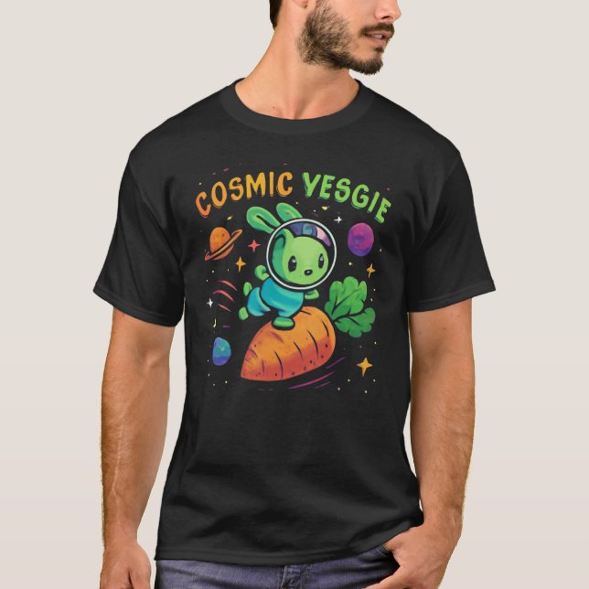 Cosmic Veggie Explorer – Astronaut Bunny T-Shirt (Front)