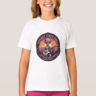 Cosmic Vibes Only Funny Alien Rock Star T-Shirt