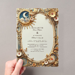 Cosmic Vintage Constellation Wedding Acrylic Invitations