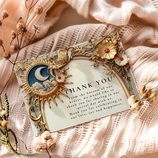 Cosmic Vintage Constellation Wedding Thank You Card (Creator Uploaded)