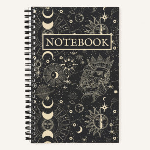 Cosmic Vintage Sun Moon Stars Cosmology Notebook
