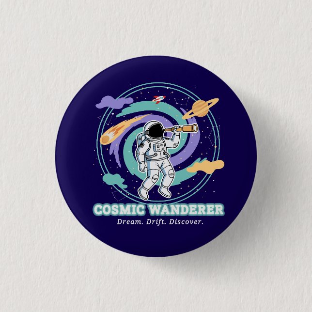 Cosmic Wanderer Astronaut Telescop 3 Cm Round Badge (Front)