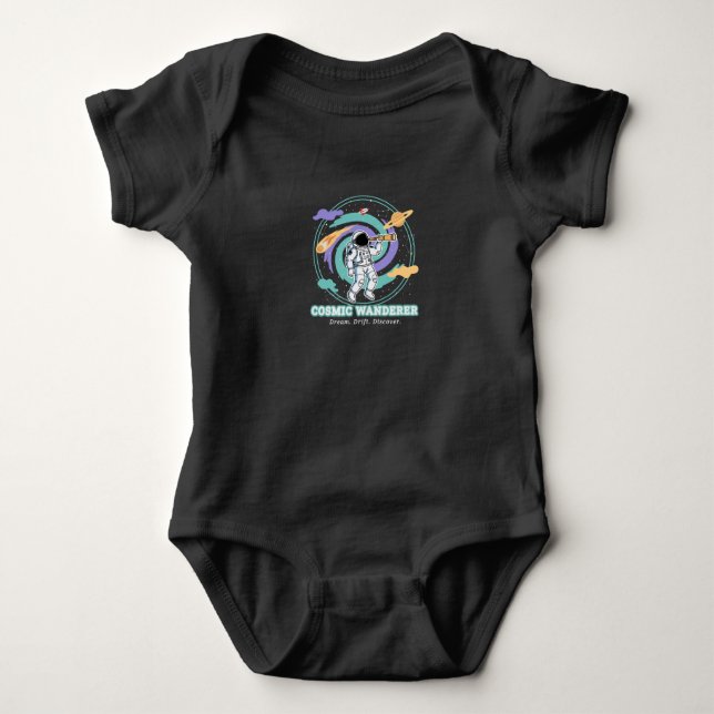 Cosmic Wanderer Astronaut Telescop Baby Bodysuit (Front)