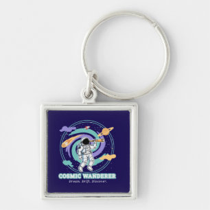 Cosmic Wanderer Astronaut Telescop Key Ring
