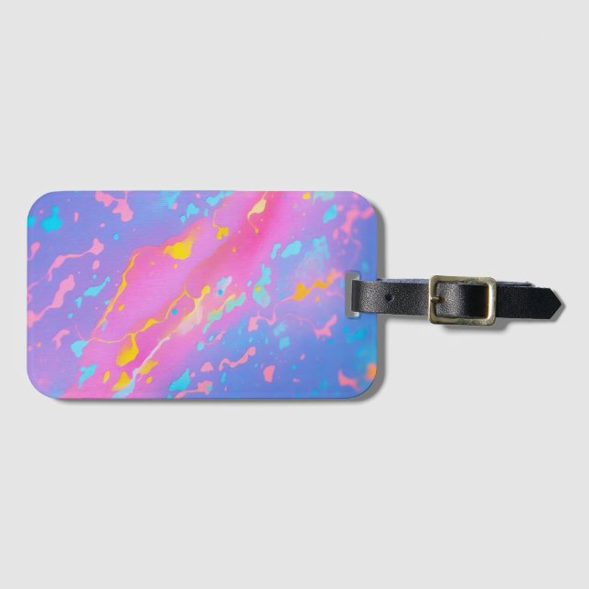 Cosmic Watercolour Abstract Paint Luggage Tag (Front Horizontal)