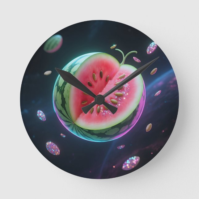 Cosmic Watermelon Slice Round Clock (Front)