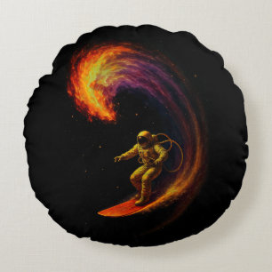 Cosmic Wave Rider Round Cushion