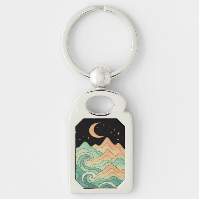 Cosmic Waves and Mountains Key Ring (Front)