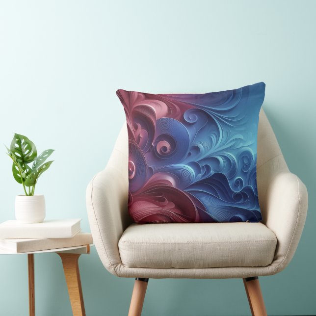 Cosmic Waves Red And Blue Cushion (Chair)