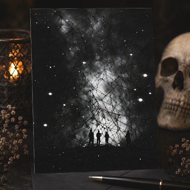 Cosmic Web Starry Universe Silhouette Art Postcard (Creator Uploaded)