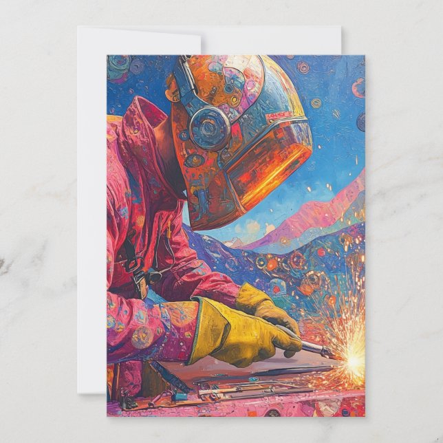 Cosmic Welder - Abstract Welding Art Print Invitation (Front)