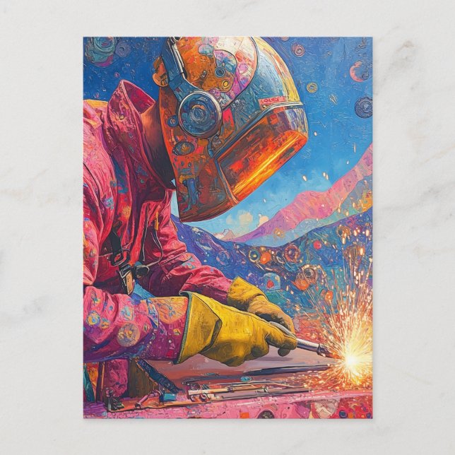 Cosmic Welder - Abstract Welding Art Print Postcard (Front)