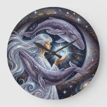 Cosmic Whale and the Girl | Surreal Wall Clock
