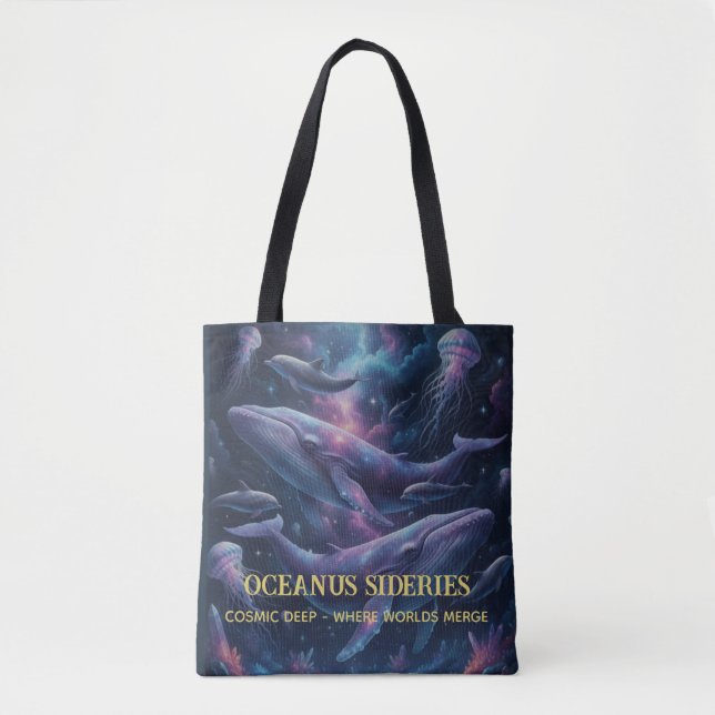 Cosmic Whale Galaxy Ocean Tote Bag (Front)