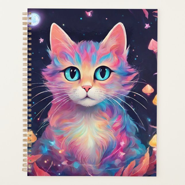 Cosmic Whiskers- Cat Painting  Planner (Front)