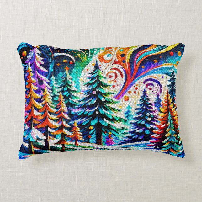 Cosmic Winter Forest Decorative Cushion (Front)