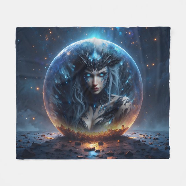 Cosmic Witch – Born from the Star Sphere. Fleece Blanket (Front (Horizontal))
