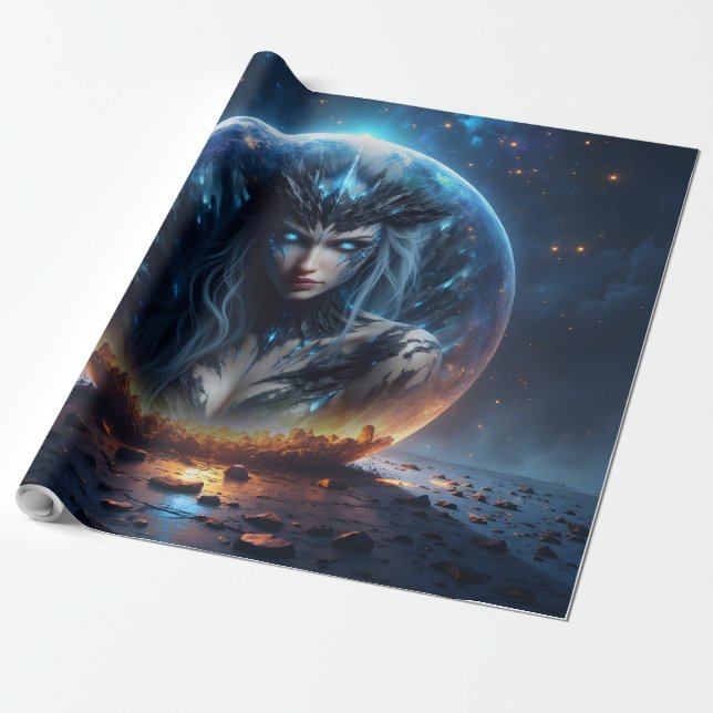 Cosmic Witch – Born from the Star Sphere. Wrapping Paper (Unrolled)