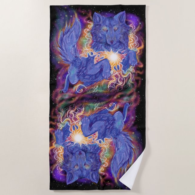 Cosmic Wolf Beach Towel (Front)