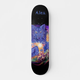 Cosmic Wolf Custom Name Skateboard