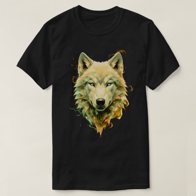 Cosmic Wolf Geometric Mystical Animal Art T-Shirt (Design Front)