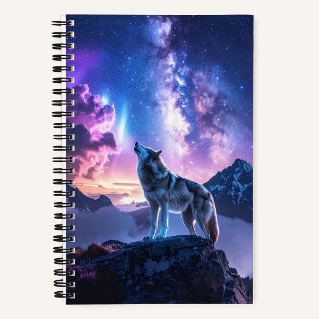 Cosmic Wolf Spiral Notebook (Front)