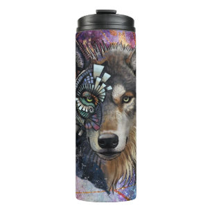 Cosmic Wolf With Geometric and Abstract Details Thermal Tumbler