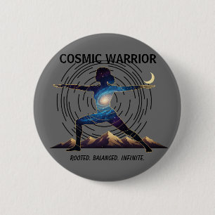 Cosmic Yoga Warrior   Galaxy Body Pose 6 Cm Round Badge