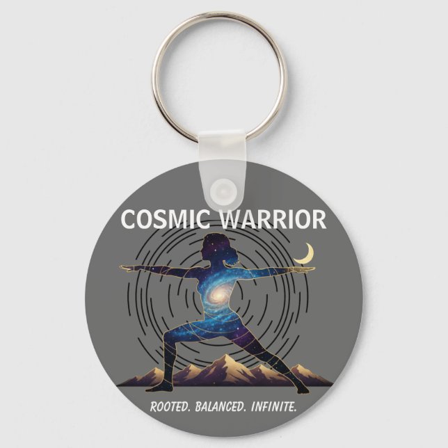 Cosmic Yoga Warrior | Galaxy Body Pose Key Ring (Front)