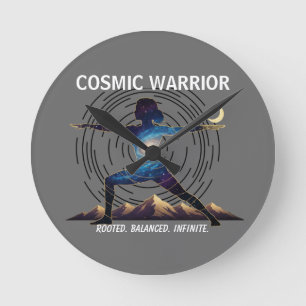 Cosmic Yoga Warrior   Galaxy Body Pose (NO NUMBERS Round Clock