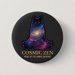 Cosmic Zen Wolf – Meditating Galaxy Spirit Animal  6 Cm Round Badge