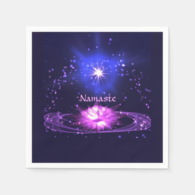 Cosmic Zen Yoga Namaste Crystal Lotus Flower Napkin (Front)